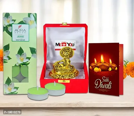 ME & YOU Diwali Figurine Gift Hamper|Idol Diwali Gifts Combo|Krishna Statue Diwali Gift |Festive Combo with Krishna Statue, Diwali Greeting Card & Tealight Scented Jasmine Fragrance Candle