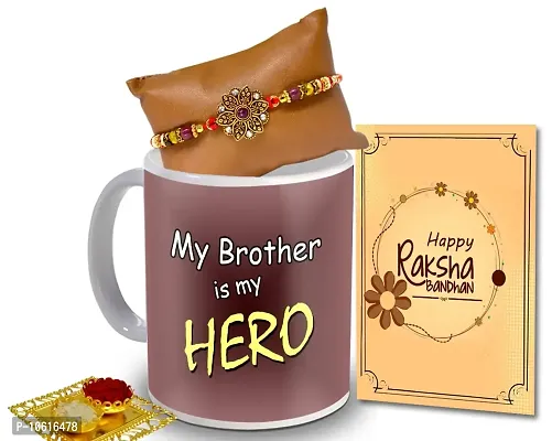 ME & YOU Rakhshbandhan Gifts for Brother, Bhaiya, Bhai | Rakhi gift for Brother | Rakhi gift set for Brother | Rakhi with Coffee Mug, Roli Tikka and Rakhi Greeting Card Gift Set-IZ2271-13