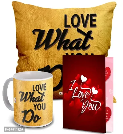 ME & YOU Love Quoted Cushion and Ceramic Mug with I Love You Greeting Card for Valentine's Day, Birthday, Anniversary (Multicolor)-thumb0