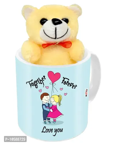 ME&YOU Romantic Gifts, Surprise Teddy with Printed Mug for Wife, Girlfriend, Fiance On Valentine's Day, Birthday, Anniversary, Karwa Chauth and Any Special Occasion IZ19DTLoveMuTCr-126