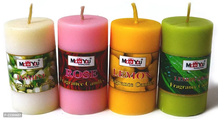 ME  YOU Beautiful Pillar Aromatic Candle for Diwali  Dcoration|Fragrance Candle for Home Decoration | Diwali Decoration Candles | Scented Candle for Room Decor (Pack of 4)-thumb0