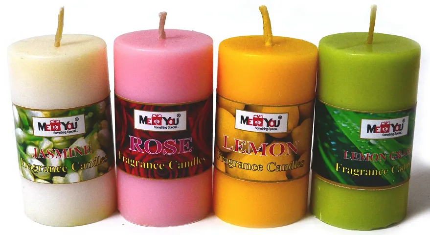 ME  YOU Beautiful Pillar Aromatic Candle for Diwali  Dcoration|Fragrance Candle for Home Decoration | Diwali Decoration Candles | Scented Candle for Room Decor (Pack of 4)