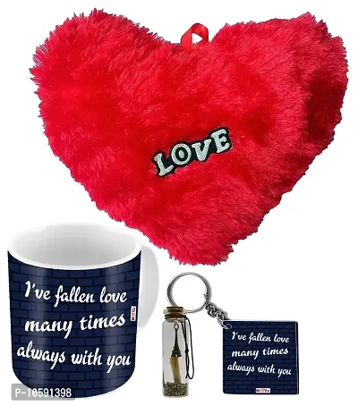 ME&YOU Romantic Gifts, Surprise Message Pills with Printed Mug, Keychain and Heart Cushion for Wife, Girlfriend, Lover On Valentine's Day, Birthday, Anniversary, IZ19MsgBott2MKHR-DTLove-057