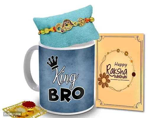 ME & YOU Rakhi Gift for Brother, Designer Rakhi with Coffee Mug, Roli Tikka and Rakhi Greeting Card Combo set for brother ( Pack 4)-IZ2227-38-thumb0