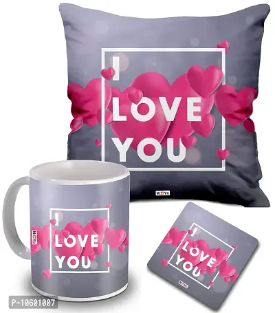 ME & YOU Love Quoted Printed Cushion, Ceramic Mug with MDF Coaster Gifts for Wife/Husband/Girlfriend/Boyfriend/Fiance on her Birthday/Anniversary/Valentine's Day-thumb0