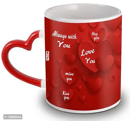 ME & YOU Gift for Wife| Girlfriend| Boyfriend| Husband| Birthday Gift| Anniversary Gift| Valentine Gift| Love Quoted Printed Heart Shape Handle Coffee Mug