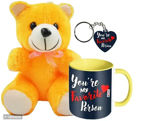 ME&YOU Romantic Gifts, Surprise Teddy with Printed (ceremic 325ml) Mug and Keychain for Wife, Girlfriend, Fiance On Valentine's Day, Birthday, Anniversary and Any Occasion-thumb0