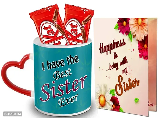 Midiron Return Rakhi Gift for Sister | Birthday Gift for Sister | Anniversary Gift for Sister | Chocolate gift for sister| Rakshabandhan Gift for Sister IZ22KitKat2CDHeartMUr-STSister-14-thumb0