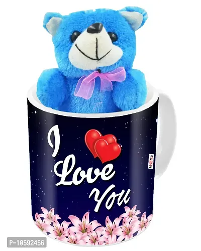 ME&YOU Romantic Gifts, Surprise Teddy with Printed Mug for Wife, Girlfriend, Fiance On Valentine's Day, Birthday, Anniversary, Karwa Chauth and Any Special Occasion IZ19DTLoveMuTBl-164