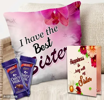 Midiron Raksha Bandhan Gift Hamper for Sister | Gift with Chocolates for Sister |Raksha Bandhan Gifts Pack| Rakhi Gifts Combo|Chocolate Gift for Sister | Raksha Bandhan Gift for Sister with Cushion