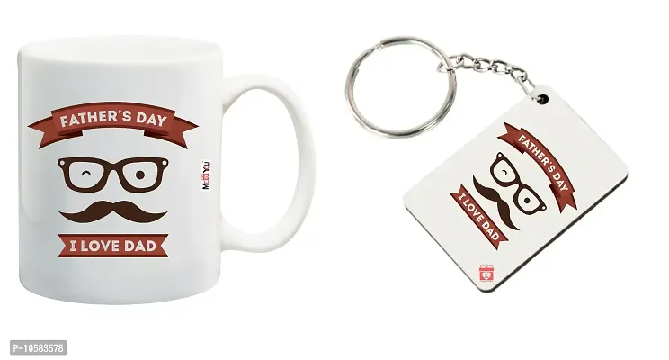 ME&YOU Gifts for Father, Father's Day Gift for Father 1 Printed (ceremic 325ml) Mug and Keyring IZ18NJPMK-1282