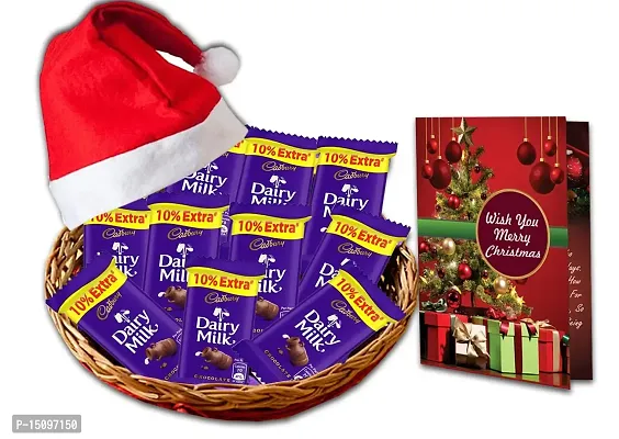 Midiron Christmas Chocolate Gift, Dairy Milk Chocolate with Greeting Card, Cap Christmas Chocolate| Christmas Gift Combo