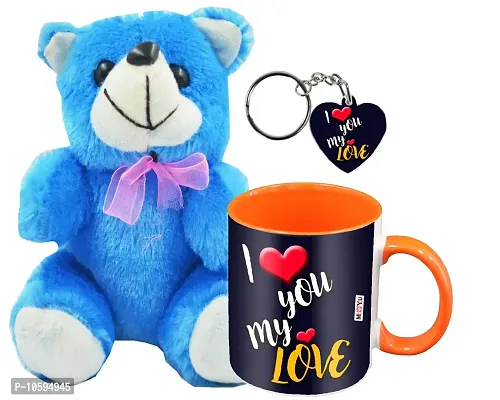 ME&YOU Romantic Gifts, Surprise Teddy with Mug and Keychain for Wife, Girlfriend, Fiance On Valentine's Day, Birthday, Anniversary and Any Special Occasion ( Printed Ceramic Mug - 325ml )
