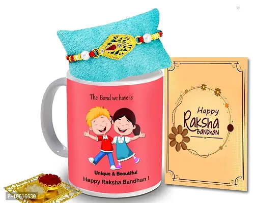 ME & YOU Rakhi Gift for Brother | Rakhi for Brother/ Bhai | Rakshabandhan Gift for Brother| Rakhi with Coffee Mug, Roli Tikka and Rakhi Greeting Card DTRakhiR41-61