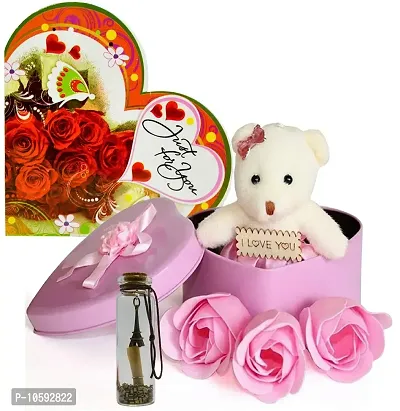 ME&YOU Romantic Gifts, Surprise Box with Message Bottle, Greeting Card for Wife, Girlfriend, Fianc?, Lover On Valentine's Day and Any Special Occasion IZ19Tinbox6PinkCard5MsgBott2-01