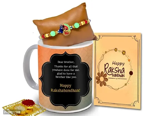 ME & YOU Rakhi Gift for Brother | Rakhi for Brother/ Bhai | Rakshabandhan Gift for Brother| Rakhi with Coffee Mug, Roli Tikka and Rakhi Greeting Card DTRakhiR16-72