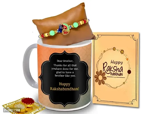 ME & YOU Rakhi Gift for Brother | Rakhi for Brother/ Bhai | Rakshabandhan Gift for Brother| Rakhi with Coffee Mug, Roli Tikka and Rakhi Greeting Card DTRakhiR16-72-thumb0