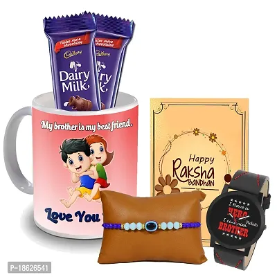 Midiron Designer Rakhi with Chocolate, Watch and Coffee Mug for brother | Chocolate Box for Raksha Bandhan for Brother| Unique Rakhi Gifts Combo for Brother | Rakhi Gift for Bhai - Pack of 5-thumb0