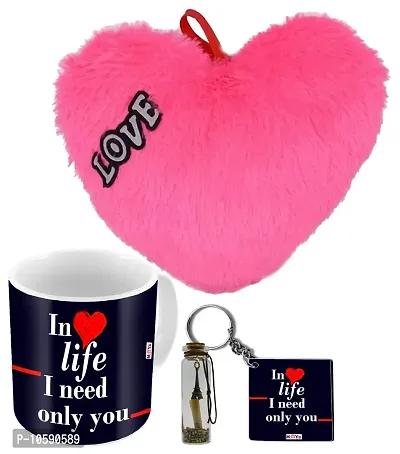 ME&YOU Romantic Gifts, Surprise Message Pills with Printed Mug, Keychain and Heart Cushion for Wife, Girlfriend, Lover On Valentine's Day, Birthday, Anniversary, IZ19MsgBott2MKHP-DTLove-034