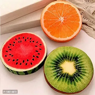 ME&YOU Round Shape Fruits Decorative Cushion| Fruit Pillow| Watermelon Kiwi| Orange Fruit Cushion Pack-3