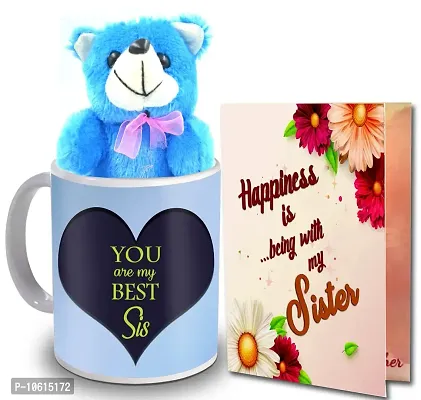 ME & YOU Gift for Sister | Birthday Gift for Sister | Return Rakhi Gift for Sister | Anniversary Gift for Sister | Blue Teddy Gift for Sister IZ22DTSisterCDMUTBl-101