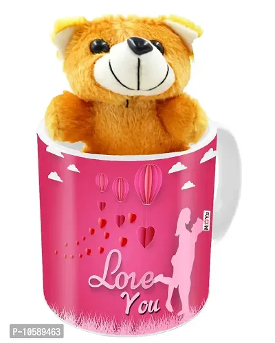 ME&YOU Romantic Gifts, Surprise Teddy with Mug for Wife, Girlfriend, Fiance On Valentine's Day, Birthday, Anniversary, Karwa Chauth and Any Special Occasion ( Printed Ceramic Mug - 325ml )