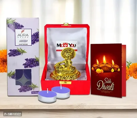 ME  YOU Diwali God Figurine Gift Hamper|Diwali Gifts Combo|Idol Krishna Statue Diwali Gift |Festive Hamper with Krishna Statue, Diwali Greeting Card  Tealight Scented Lavender Fragrance Candle