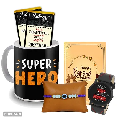 Midiron Designer Rakhi with Chocolate, Watch and Coffee Mug for Brother | Chocolate box for Raksha Bandhan for Brother | Rakhi Gift for Bhai - Pack of 5