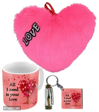 ME&YOU Romantic Gifts, Surprise Message Pills with Printed Mug, Keychain and Heart Cushion for Wife, Girlfriend, Lover On Valentine's Day, Birthday, Anniversary, IZ19MsgBott2MKHP-DTLove-043