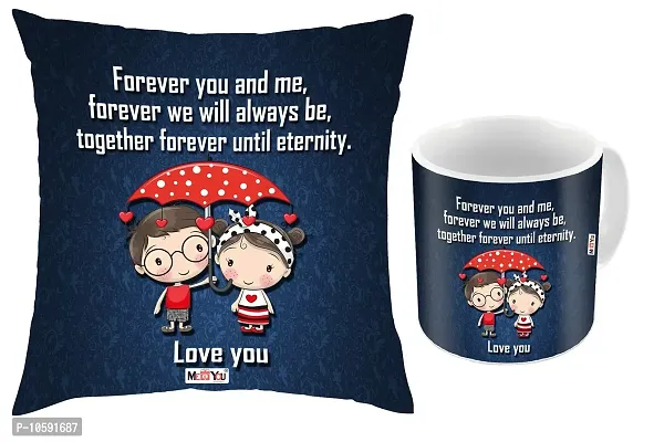 ME&YOU Romantic Gifts, Surprise Printed Cushion with Printed Mug for Wife, Girlfriend, Fiance On Valentine's Day, Birthday, Anniversary, Karwa Chauth and Any Special Occasion IZ19DTLoveCm16-111