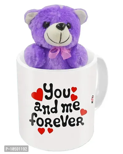 ME&YOU Romantic Gifts, Surprise Teddy with Printed (Ceramic 325ml) Mug for Wife, Girlfriend, Fiance On Valentine's Day, Birthday, Anniversary, Karwa Chauth and Any Special Occasion