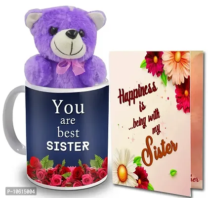 ME & YOU Gift for Sister | Birthday Gift for Sister | Return Rakhi Gift for Sister | Anniversary Gift for Sister | Blue Teddy Gift for Sister IZ22DTSisterCDMUTPur-106