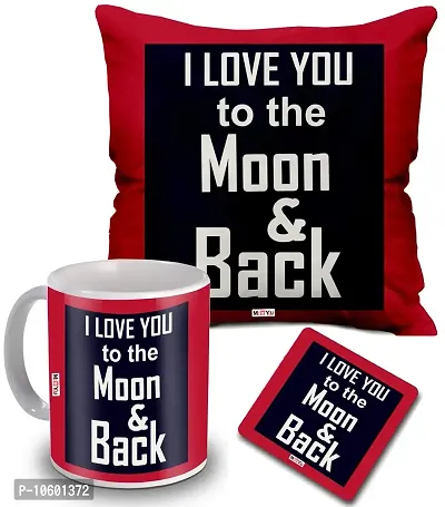 ME & YOU Love Quoted Printed Cushion, Ceramic Mug with MDF Coaster Gifts for Wife/Husband/Girlfriend/Boyfriend/Fiance on her Birthday/Anniversary/Valentine's Day