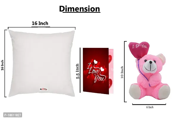 ME & YOU Beautiful Love Quoted Printed Cushion (16*16 Inch) & Teddy with Greeting Card for Valentine Gifts (Multicolor)-thumb4