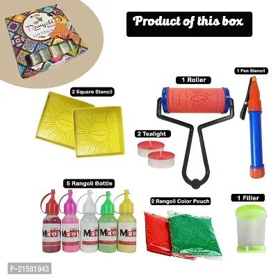 ME  YOU  Rangoli Colour Gift Pack | Rangoli Colour Powder Rang for Diwali, Navratri, Pongal Pooja Mandir | Rangoli Colours With Stencils Kit Set | Eco-Friendly Rangoli Colors-thumb2