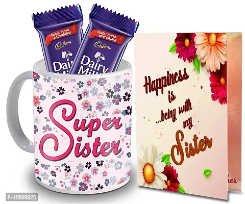 Midiron Gift for sister, Birthday gift for sister, Chocolate gift for sister, Coffee Mug with Card for sister IZ21DTSisterDairyMilk2CDMU-06