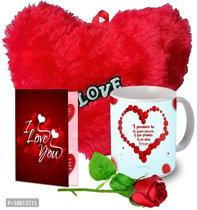 ME & YOU Greeting Card with Soft Red Heart, Artificial Red Rose and Printed Ceramic Coffee Mug for Valentine's Day,Anniversary and Gift for Boyfriend, Girlfriend, Husband, Wife and Special Person.