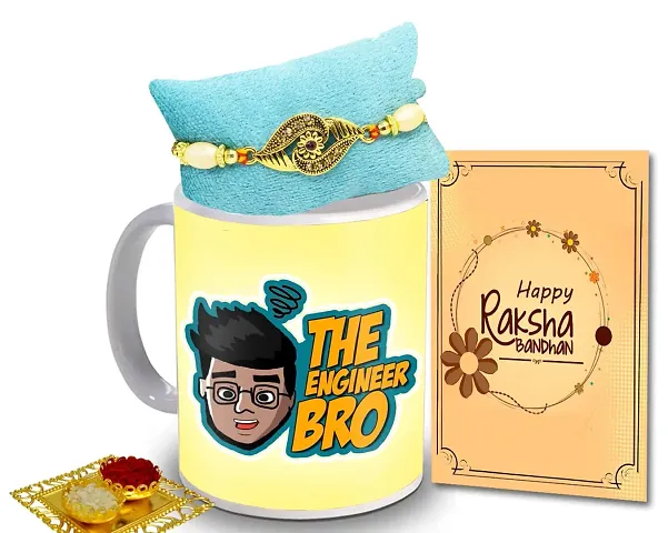 ME & YOU Rakhi Gift Set, Rakhi Set for Brother, Rakhi Combo Pack, Rakhi with Mug, Roli Tikka and Rakhi Greeting Card for Brother ( Pack 4)-IZ2219-35