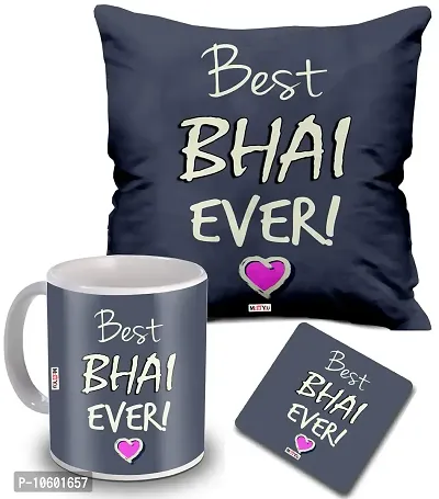 ME & YOU Gifts for Brother, Printed Cushion, Ceramic Mug with MDF Coaster Gift for Birthday/Rakhi/Raksha Bandhan/Anniversary/Bhaidooj-thumb0