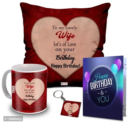 ME & YOU Printed Cushion with Ceramic Mug and MDF Keychain, Greeting Card Gift for Father Mother Brother Sister Friends On Birthday, Birthday Gifts(Printed Cushion - 16*16Inch)