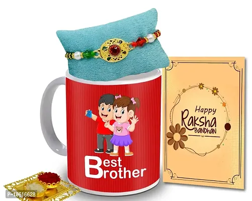 ME & YOU Rakhi Gift for Brother | Rakhi for Brother/ Bhai | Rakshabandhan Gift for Brother| Rakhi with Coffee Mug, Roli Tikka and Rakhi Greeting Card DTRakhiR23-82-thumb0