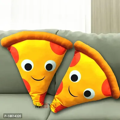 ME & YOU Pizza Slice Pillow, Plush Pillow, Decorative Cushions for Bed Room & Living Room, Kids Room, Material- Velvet, Size- 14*15 (Pack-2)