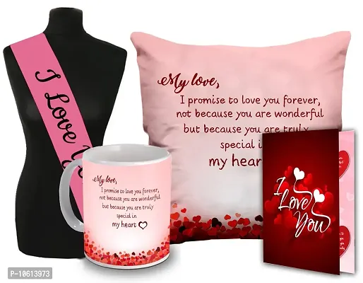 ME & YOU Love Romance Gift for Girlfriend,Wife | Love Greeting Card, Love Sashe,Love Quoted Pillow and Ceramic Coffee Mug for Birthday,Anniversary and Valentine's Day