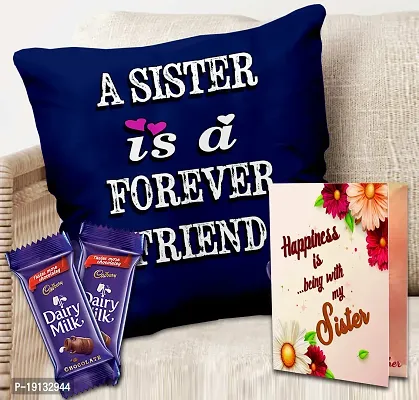 Midiron Rakhi Gift for Sister with Chocolates Bars | Rakhi Gift Hamper for raksha Bandhan | Rakhi chocolate Gift for Sister with Chocolates  Cushion 12*12 Inch - Pack of 3