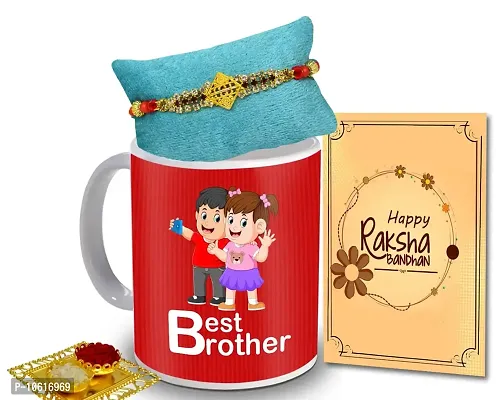 ME & YOU Rakhi Gift for Brother | Rakhi for Brother/ Bhai | Rakshabandhan Gift for Brother| Rakhi with Coffee Mug, Roli Tikka and Rakhi Greeting Card DTRakhiR28-82