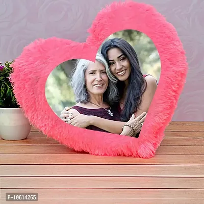 ME & YOU Pink Heart Cushion with Photo Printed| Personalized Photo Pillow| Gift for Mother, Special Birthday Gifts for Mom, Mother Gift, Photo Cushion for Mother-thumb0