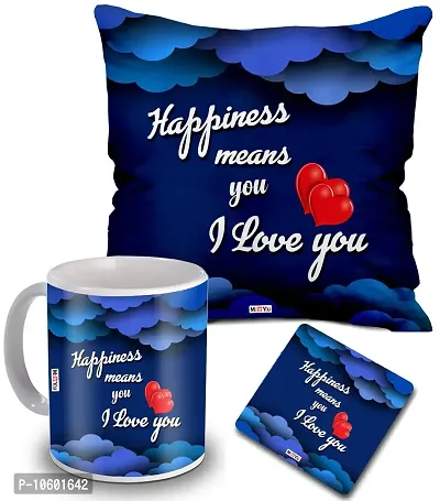 ME & YOU Love Quoted Printed Cushion, Ceramic Mug with MDF Coaster Gifts for Wife/Husband/Girlfriend/Boyfriend/Fiance on her Birthday/Anniversary/Valentine's Day-thumb0