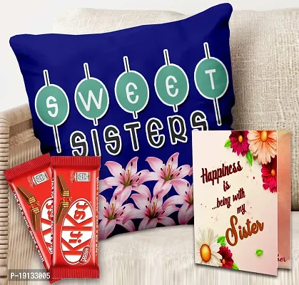 Midiron Beautiful Rakhi Combo Set for Sister | Chocolate for Sister | Rakhi Gift for Sister with Chocolate, Greeting Card  Printed Cushion - 12*12 Inch (Pack of 3)