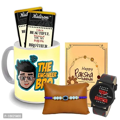 Midiron Rakhi chocolate Gift hamper for Brother/Bhaiya/Bhai | Unique Rakhi Gifts Combo/Hamper |Designer Rakhi with Chocolate, Coffee Mug, Wishing Card ( Pack of 5)