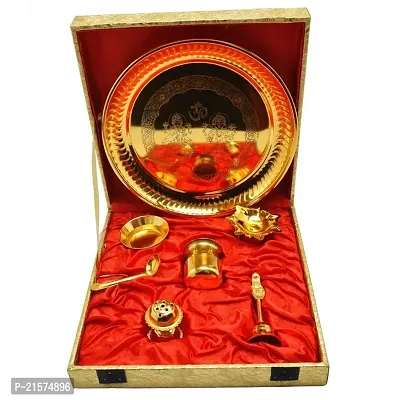 ME  YOUnbsp;Decorative Golden Plated Pooja Thali | Diwali Special Puja Thali Set | Indian Occasional Gift Puja Thali | Festive Puja thali Set | Pooja Thali set with Laxmi Yantra - 10 Inch-thumb5